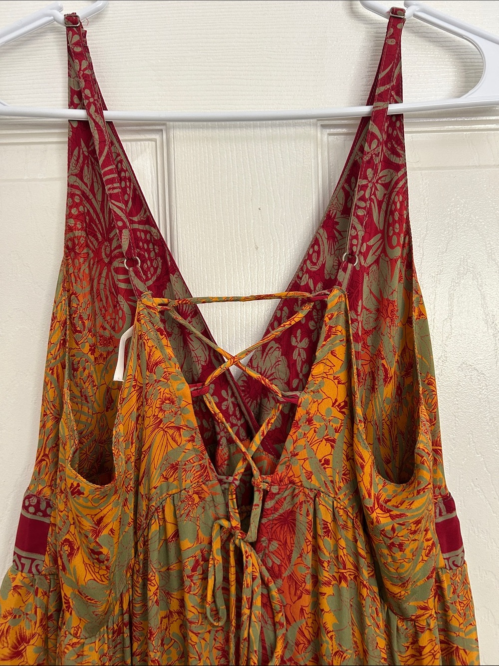 Free People Mustard Maxi Dress with Burgundy Trim - Picture 6 of 7